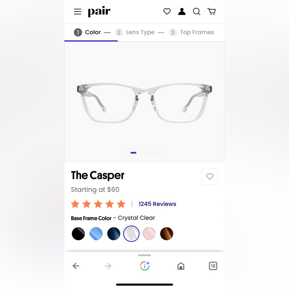 🍉🍉🍉 Pair Casper frames. Prescription +3.5 lenses in each side